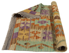 Load image into Gallery viewer, 92x74 CM Autentio kilim originale fatto a mano Stile classico - Facile da pulire
