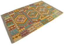 Carica l'immagine nel visualizzatore di Gallery, 150x100 CM Autentio kilim originale fatto a mano Stile classico - Facile da pulire
