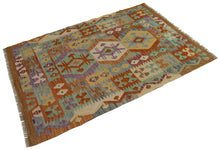 Carica l'immagine nel visualizzatore di Gallery, 147x103 CM Autentio kilim originale fatto a mano Stile classico Facile da pulire
