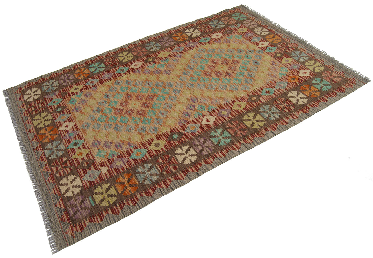 160x103 CM Autentio kilim originale fatto a mano Stile classico Facile da pulire