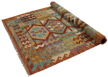 Carica l'immagine nel visualizzatore di Gallery, 155x100 CM Autentio kilim originale fatto a mano Stile classico Facile da pulire
