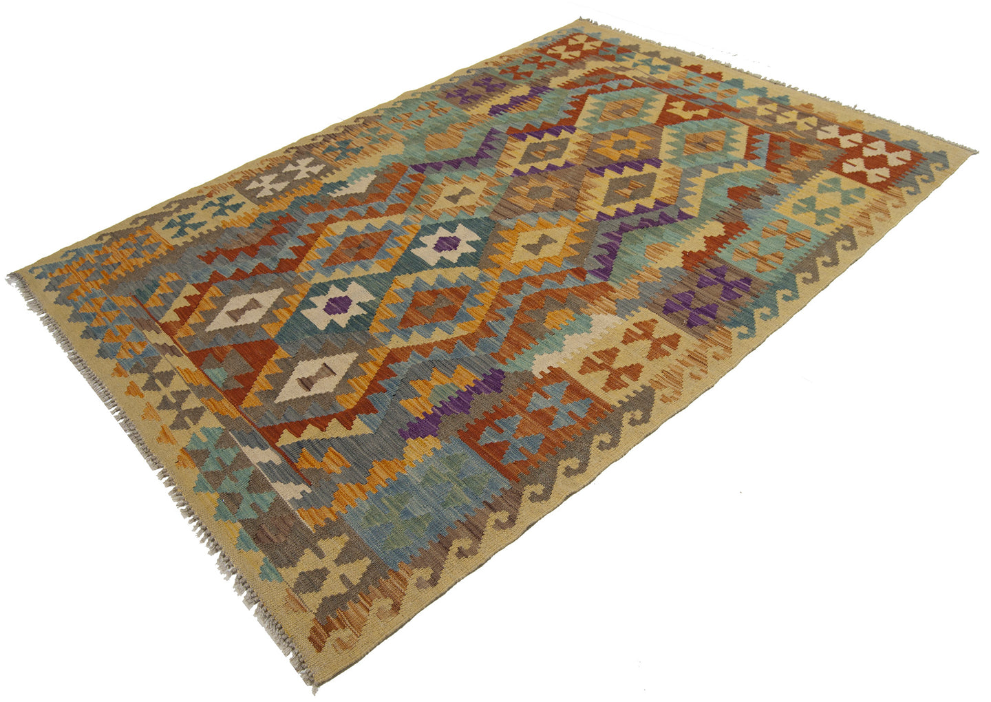 182x132 CM Autentio kilim originale fatto a mano Stile classico Facile da pulire