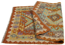 Carica l'immagine nel visualizzatore di Gallery, 128x80 CM Autentio kilim originale fatto a mano Stile classico Facile da pulire
