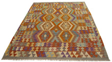 Load image into Gallery viewer, 205x160 CM Autentio kilim originale fatto a mano Stile classico Facile da pulire
