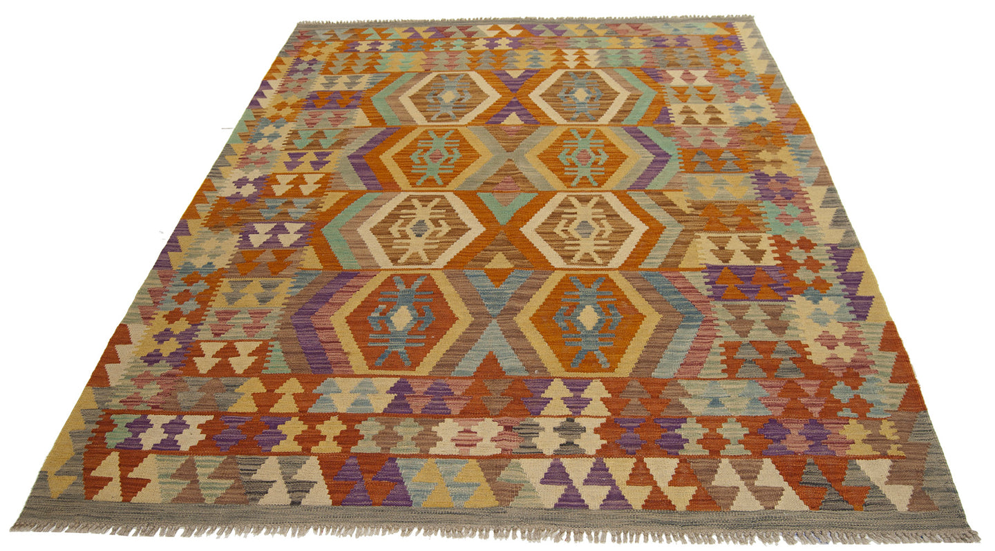 205x160 CM Autentio kilim originale fatto a mano Stile classico Facile da pulire