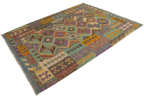 196x152 CM Autentio kilim originale fatto a mano Stile classico Facile da pulire