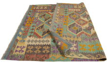 Load image into Gallery viewer, 196x152 CM Autentio kilim originale fatto a mano Stile classico Facile da pulire
