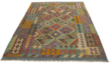 Load image into Gallery viewer, 196x152 CM Autentio kilim originale fatto a mano Stile classico Facile da pulire
