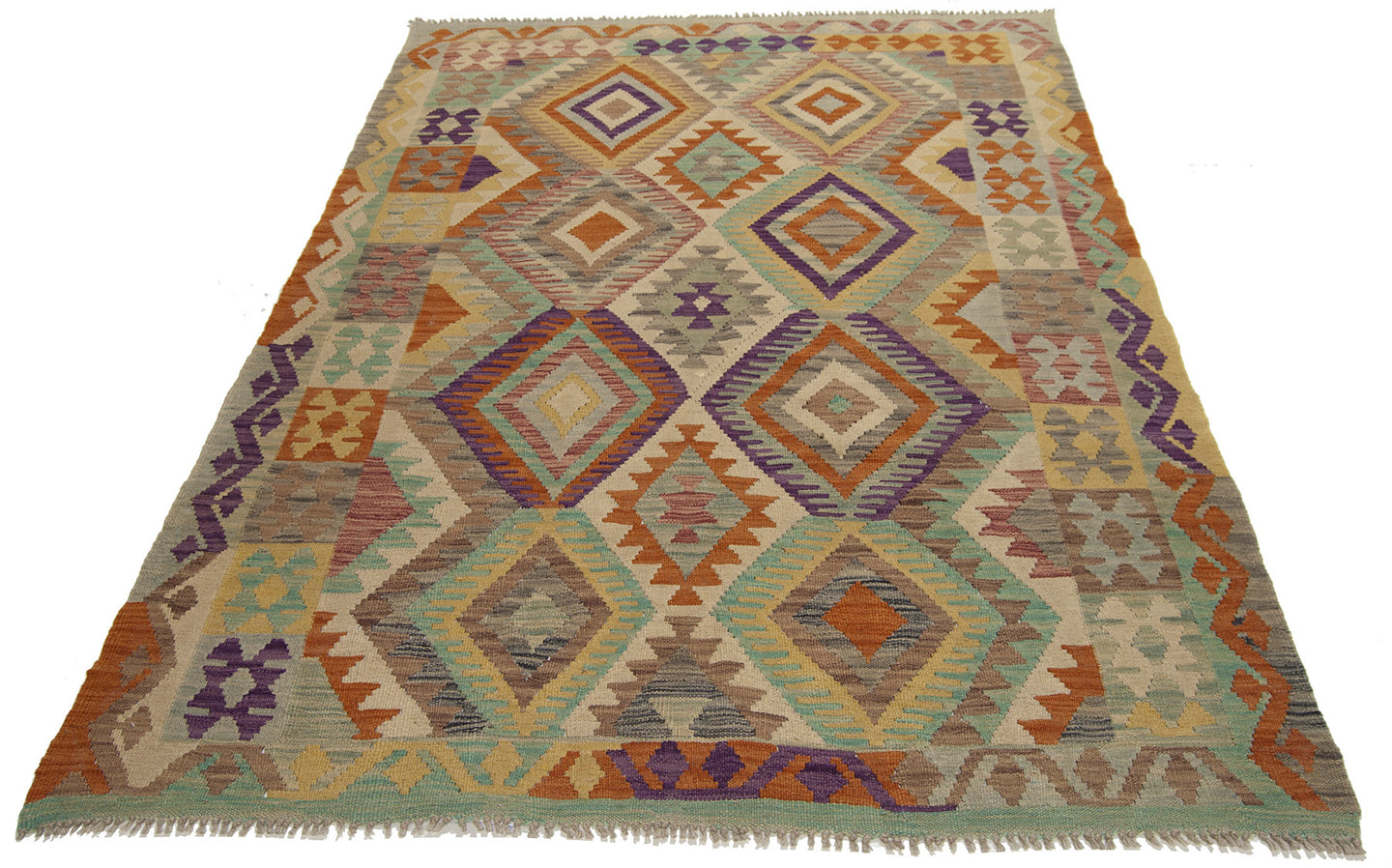210x140 CM Autentio kilim originale fatto a mano Stile classico Facile da pulire
