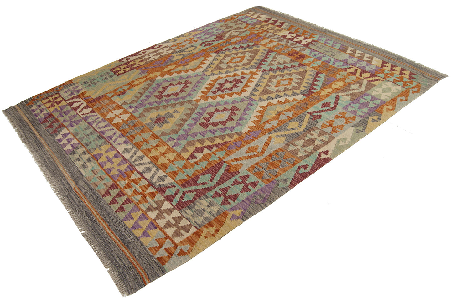 195x152 CM Autentio kilim originale fatto a mano Stile classico Facile da pulire