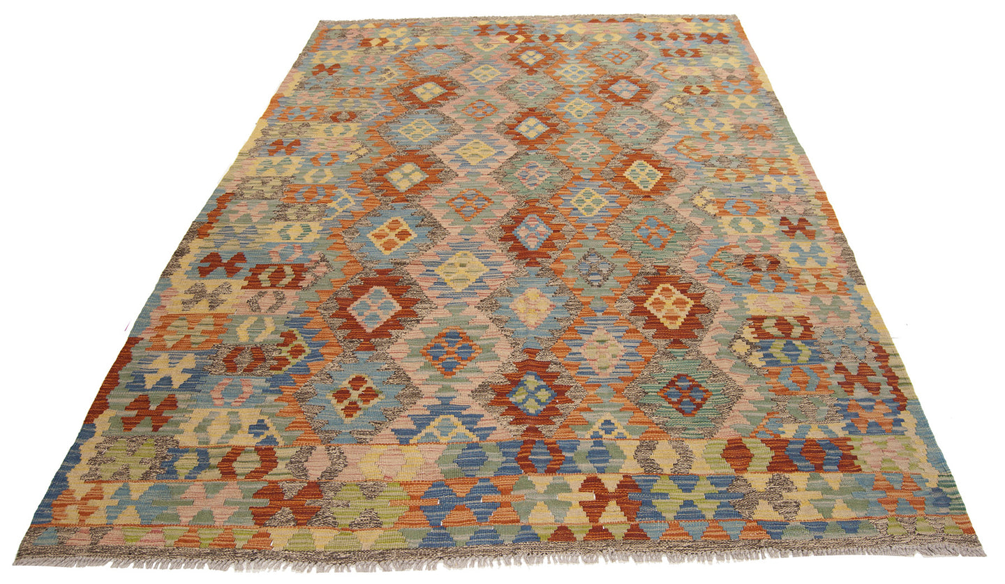 243x170 CM Autentio kilim originale fatto a mano Stile classico Facile da pulire