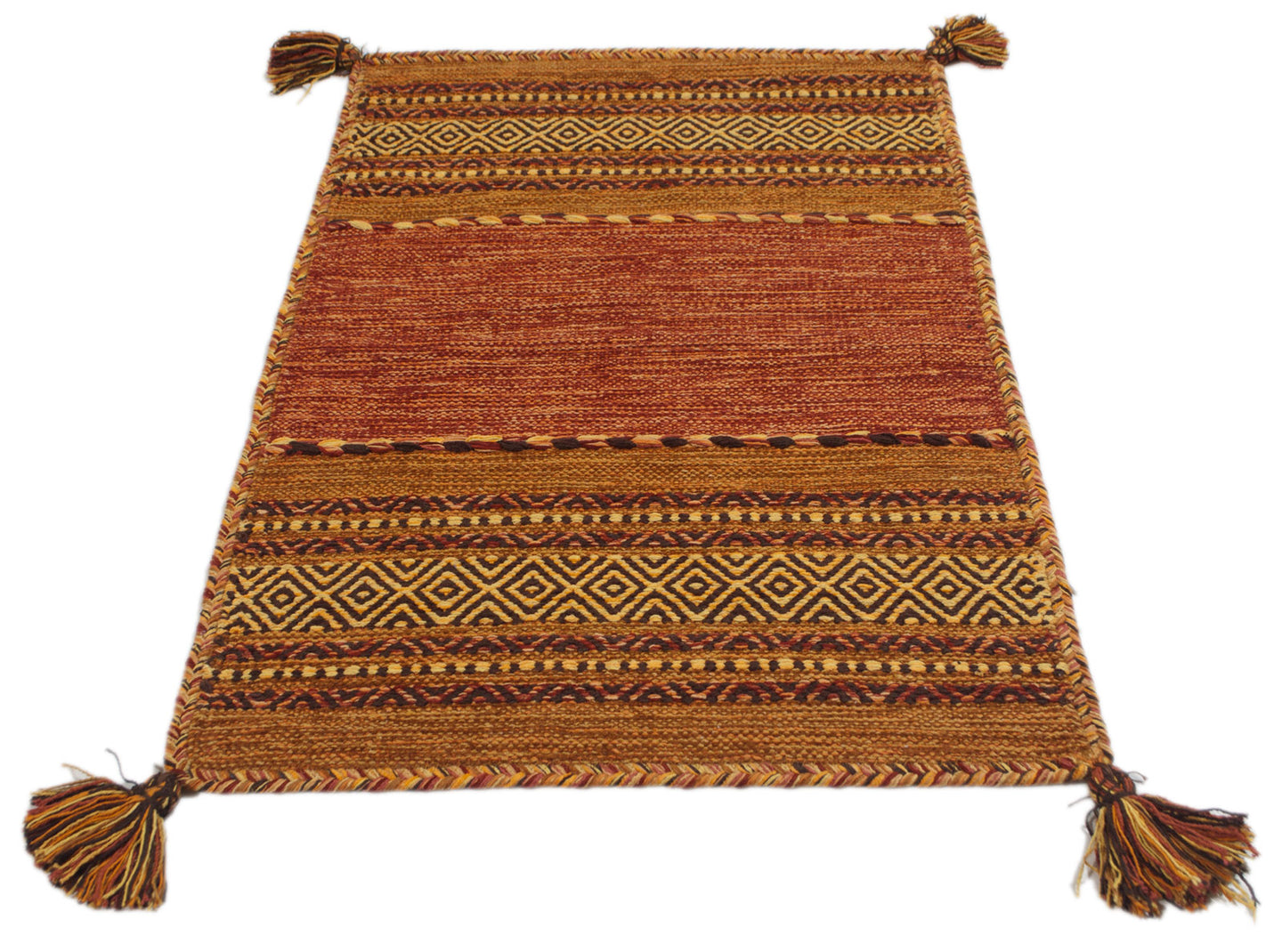 Kilim Lory tribal 100% Cotone, indiano, fatto a mano 180xx120 cm Lavabile in LAVATRICE