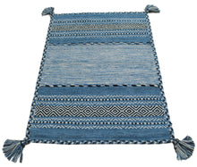 Load image into Gallery viewer, Kilim Lory tribal 100% Cotone, indiano, fatto a mano 140x70 cm
