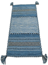 Lade das Bild in den Galerie-Viewer, Kilim Lory tribal 100% Cotone, indiano, fatto a mano 240x60 cm Lavabile IN Lavatrice
