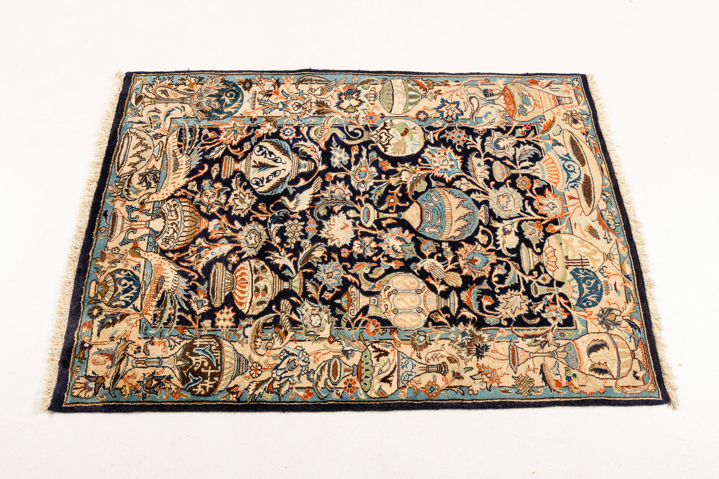 Authentic original hand knotted carpet 146x100 CM