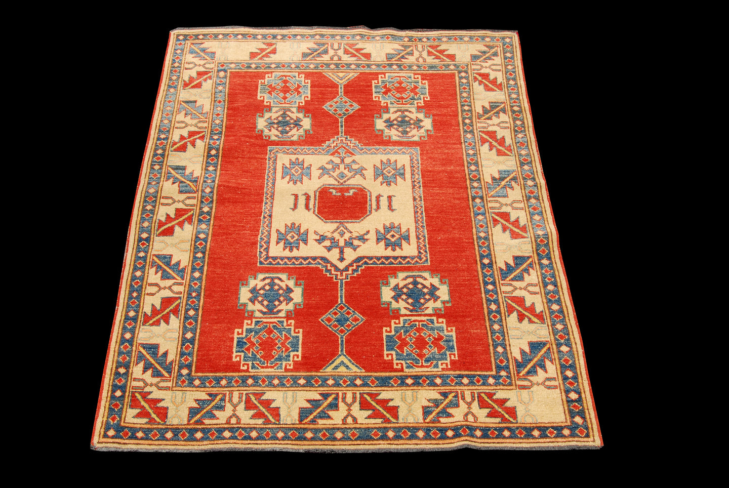 Rectangular Hand knotted carpet Ghazni / Chubi Green Colors 182x133 CM