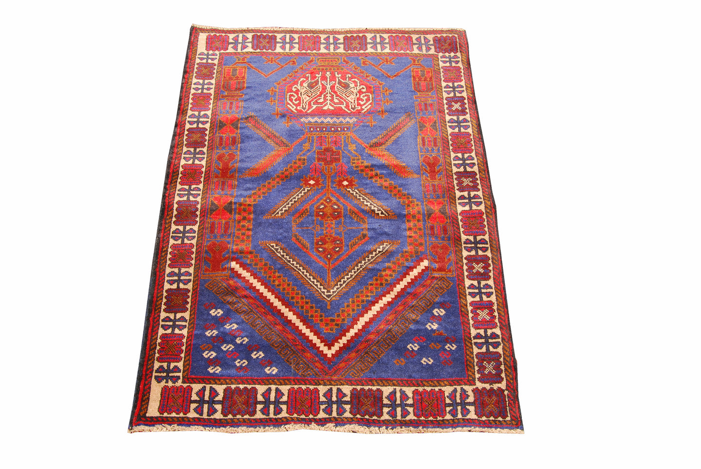 Genuine, Original Pure Wool Rug Rustic Handmad Carpet CM 124x90