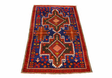 Carica l'immagine nel visualizzatore di Gallery, Genuine, Original Pure Wool Rug Rustic Handmad Carpet CM 142x85
