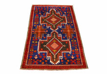Carica l&#39;immagine nel visualizzatore di Gallery, Genuine, Original Pure Wool Rug Rustic Handmad Carpet CM 142x85
