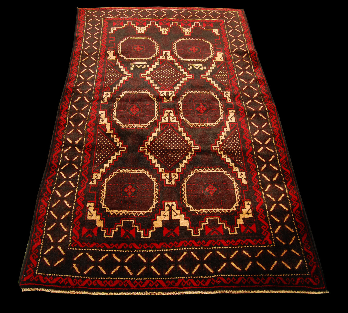 Genuine, Original Pure Wool Rug Rustic Handmad Carpet CM 188x110