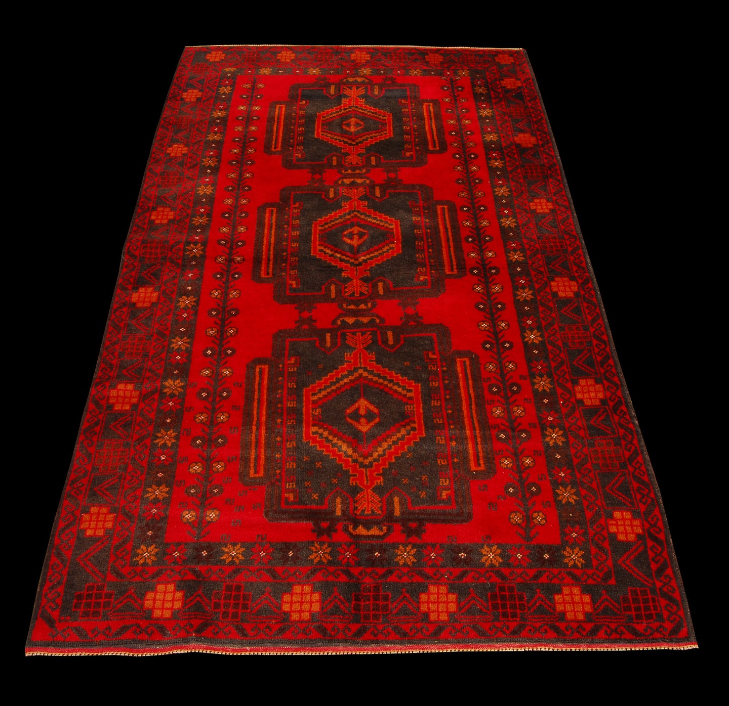 Genuine, Original Pure Wool Rug Rustic Handmad Carpet CM 192x111