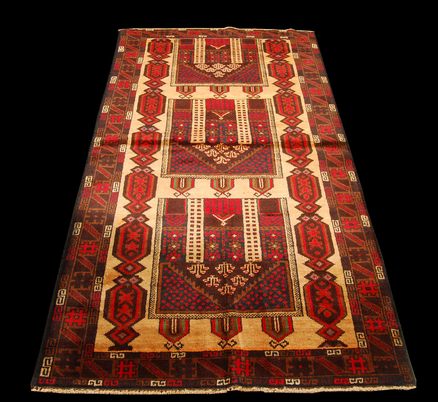 Genuine, Original Pure Wool Rug Rustic Handmad Carpet CM 199x108