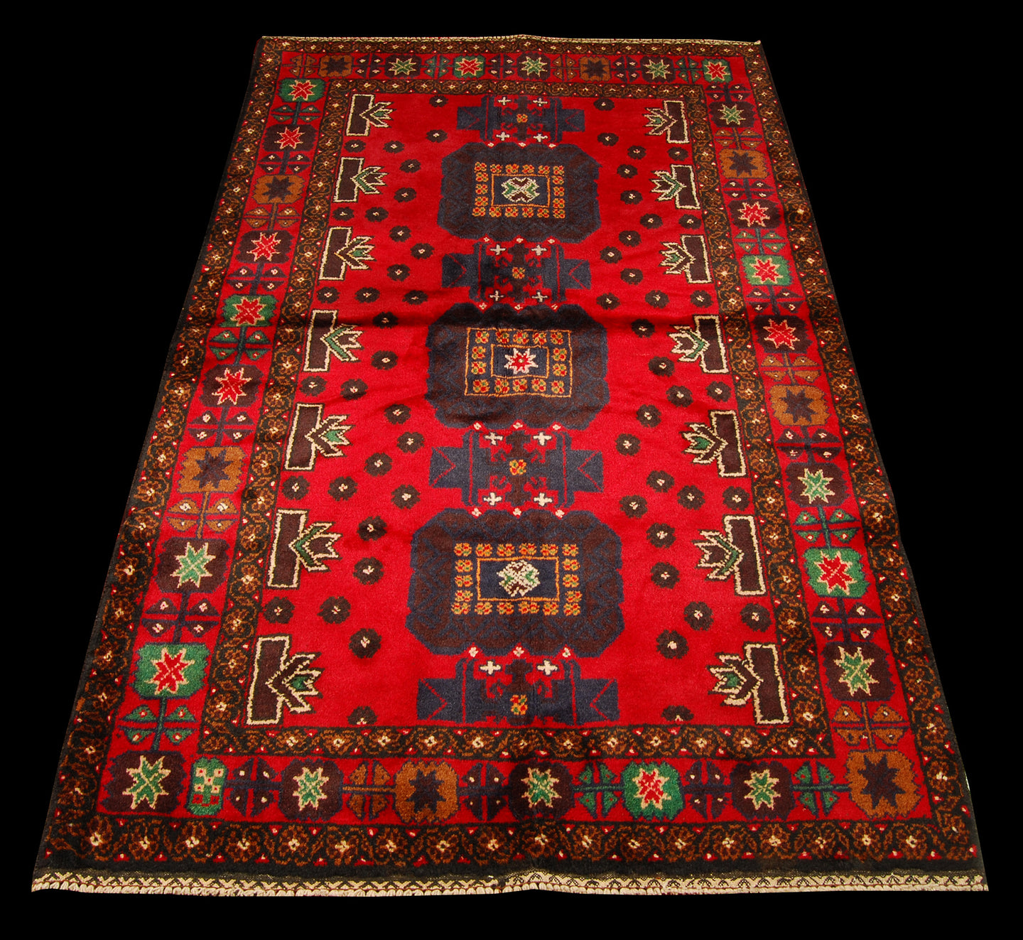 Genuine, Original Pure Wool Rug Rustic Handmad Carpet CM 185x109