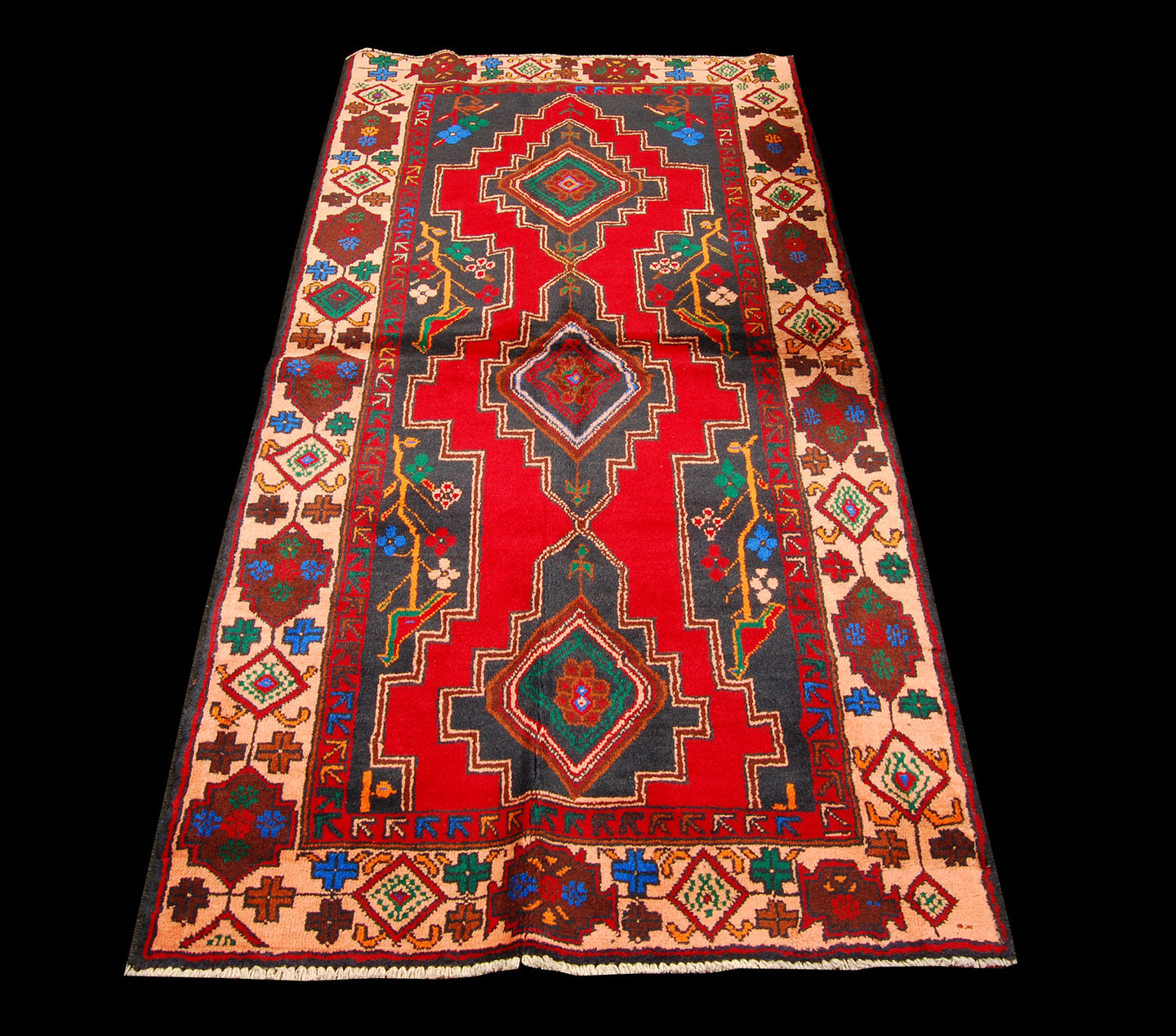 Genuine, Original Pure Wool Rug Rustic Handmad Carpet CM 198x96