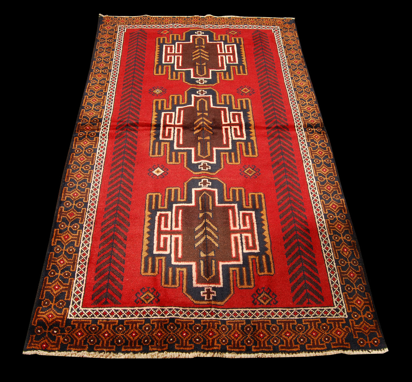 Genuine, Original Pure Wool Rug Rustic Handmad Carpet CM 195x106