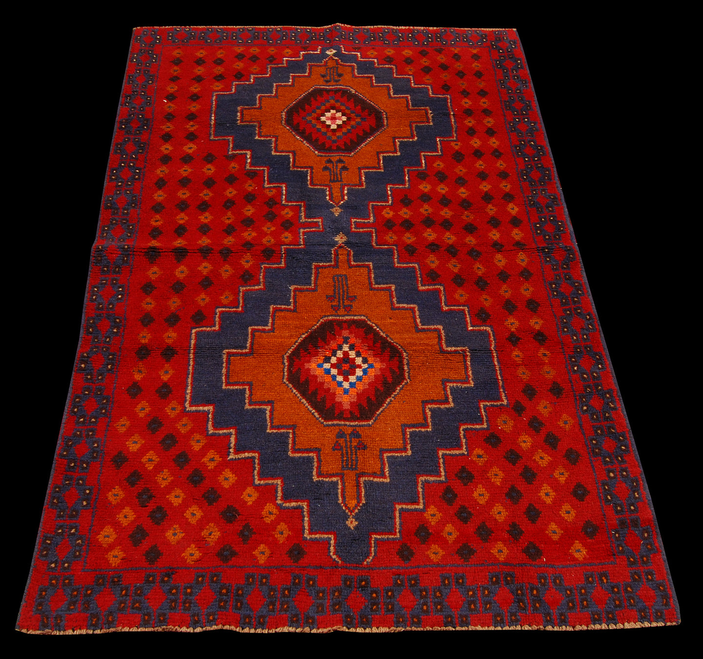 Genuine, Original Pure Wool Rug Rustic Handmad Carpet CM 186x114