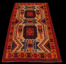 Carica l'immagine nel visualizzatore di Gallery, Genuine, Original Pure Wool Rug Rustic Handmad Carpet CM 185x105
