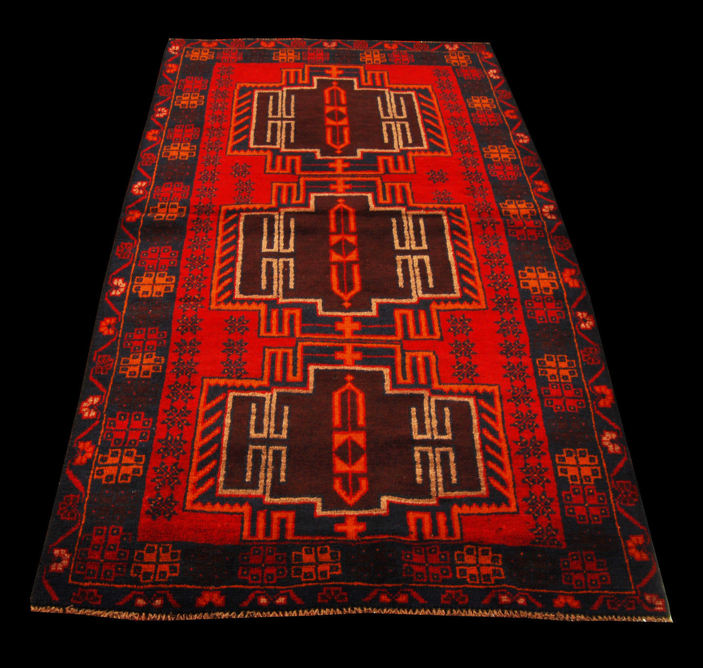 Genuine, Original Pure Wool Rug Rustic Handmad Carpet CM 197x109