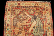 Load image into Gallery viewer, Authentic original hand knotted carpet 80x53 CM Kirman Ravar Lavar
