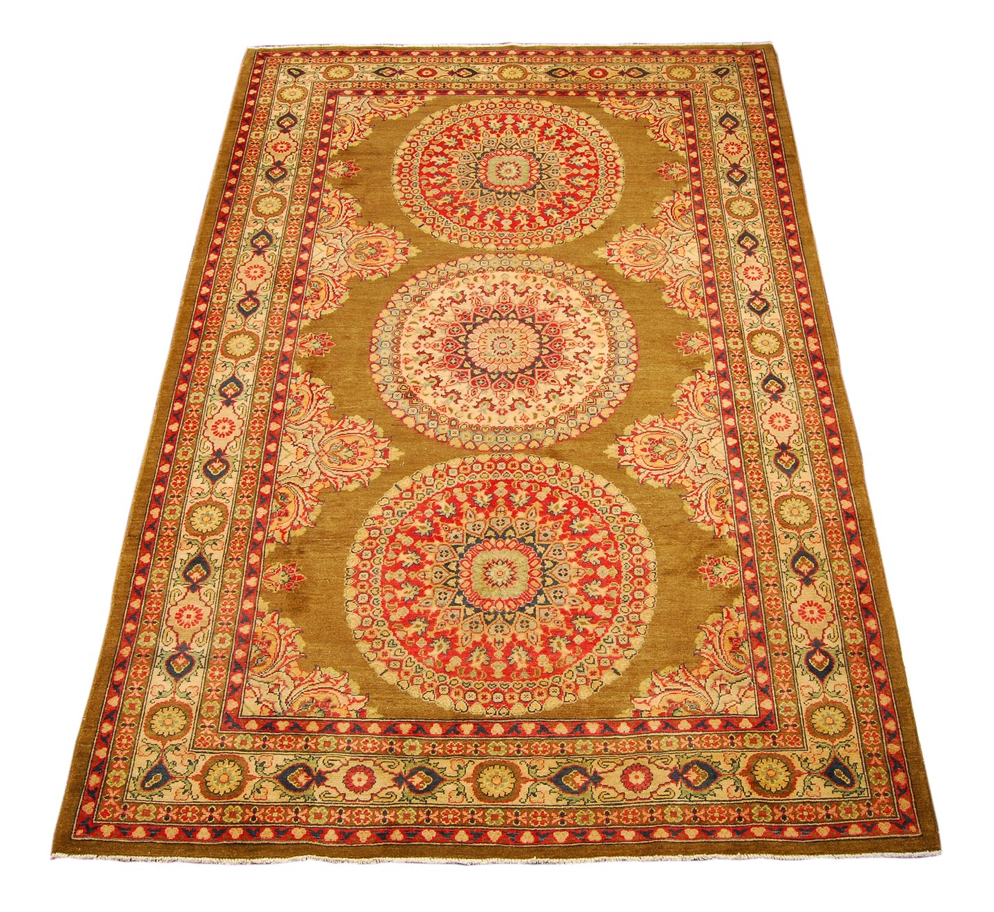 300x200 CM Hand knotted carpet Ghazni / Chubi - Olives Colors 