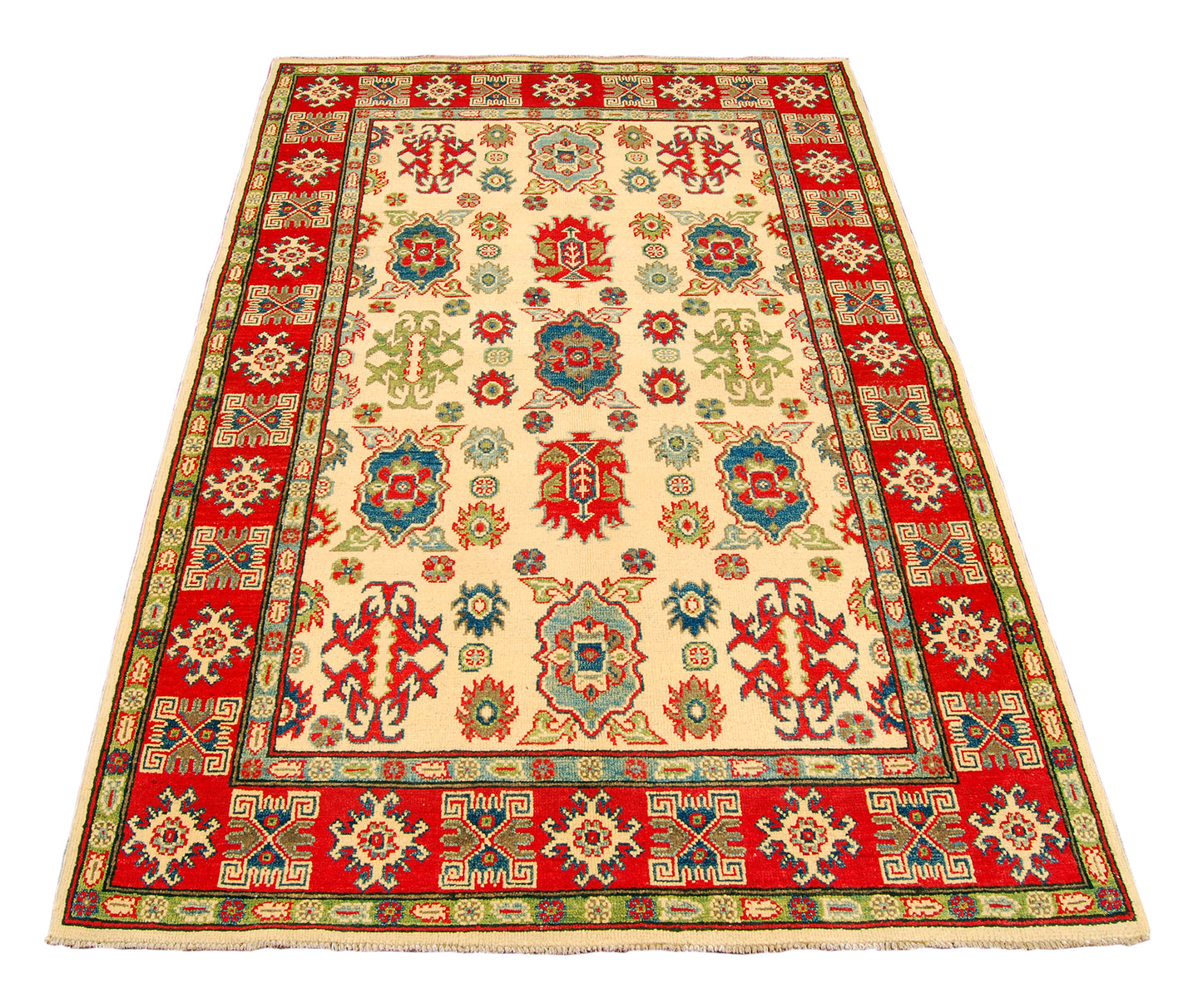 Rectangular Hand knotted carpet Ghazni / Chubi - Beige / Red Colors 185x120 CM