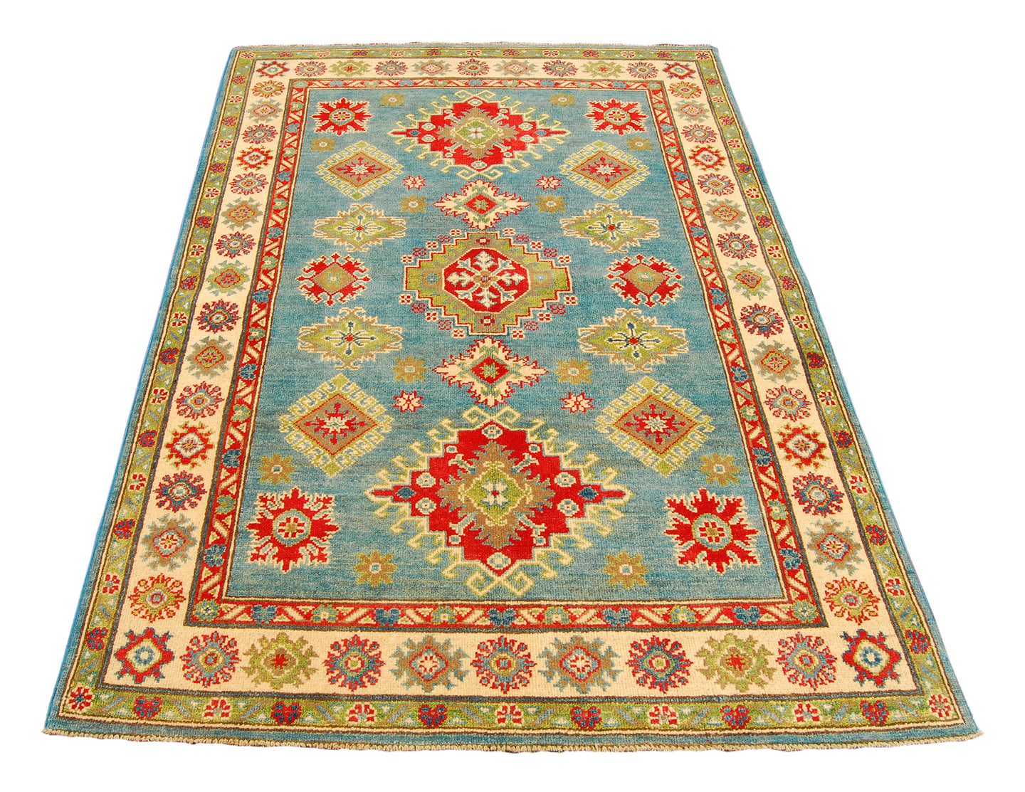 Rectangular Hand knotted carpet Ghazni / Chubi Green Colors 180x125 CM