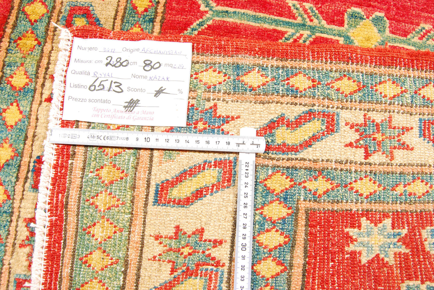 Runner Hand knotted carpet Ghazni Chubi Red Colors 280x80 CM