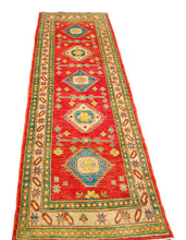 Load image into Gallery viewer, Runner Hand knotted carpet Ghazni Chubi Red Colors 280x80 CM
