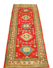 Load image into Gallery viewer, Runner Hand knotted carpet Ghazni Chubi Red Colors 280x80 CM
