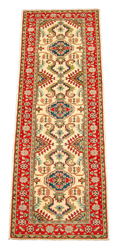 Runner Hand knotted carpet Ghazni Chubi Beige / Red Colors 280x80 CM