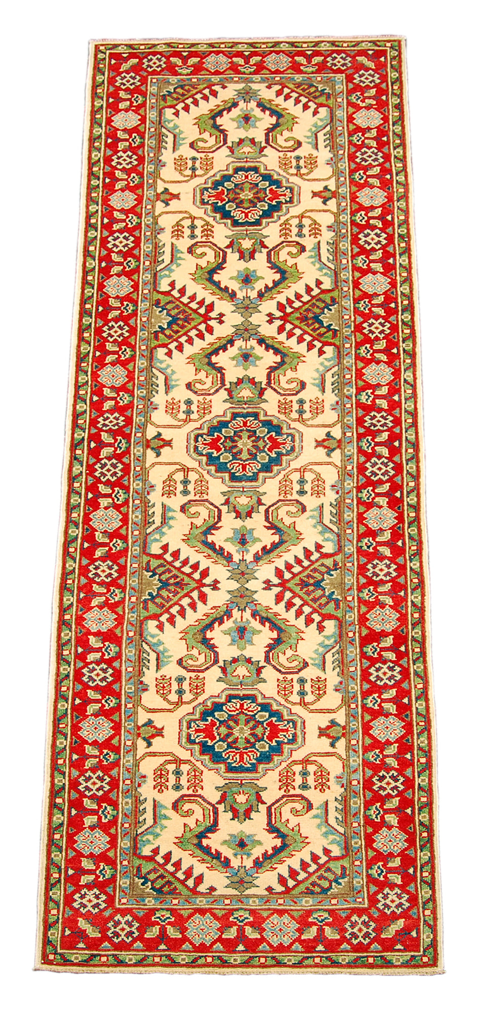 Runner Hand knotted carpet Ghazni Chubi Beige / Red Colors 280x80 CM
