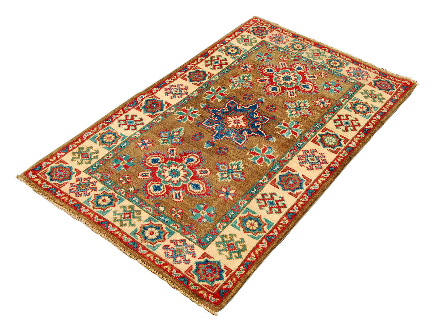 Rectangular Hand knotted carpet Ghazni Chubi Brown Colors 123x78 CM