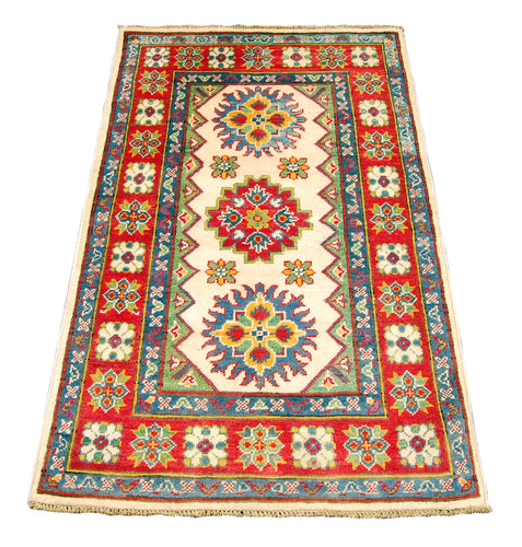 Rectangular Hand knotted carpet Ghazni Chubi Beige Colors 126x77 CM
