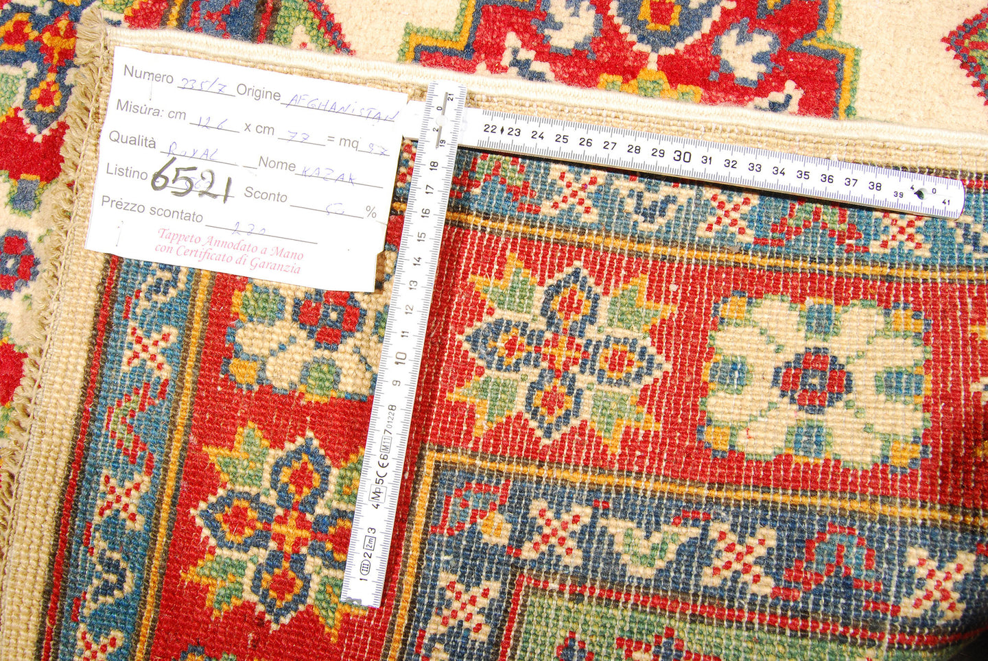 Rectangular Hand knotted carpet Ghazni Chubi Beige Colors 126x77 CM