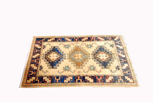 Rectangular Hand knotted carpet Ghazni Chubi Beige Colors 120x80 CM