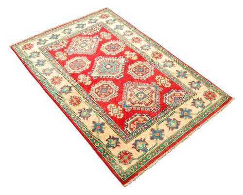 Rectangular Hand knotted carpet Ghazni Chubi Red Colors 146x100CM