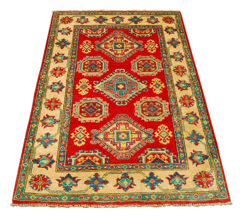 Rectangular Hand knotted carpet Ghazni Chubi Red Colors 146x100CM