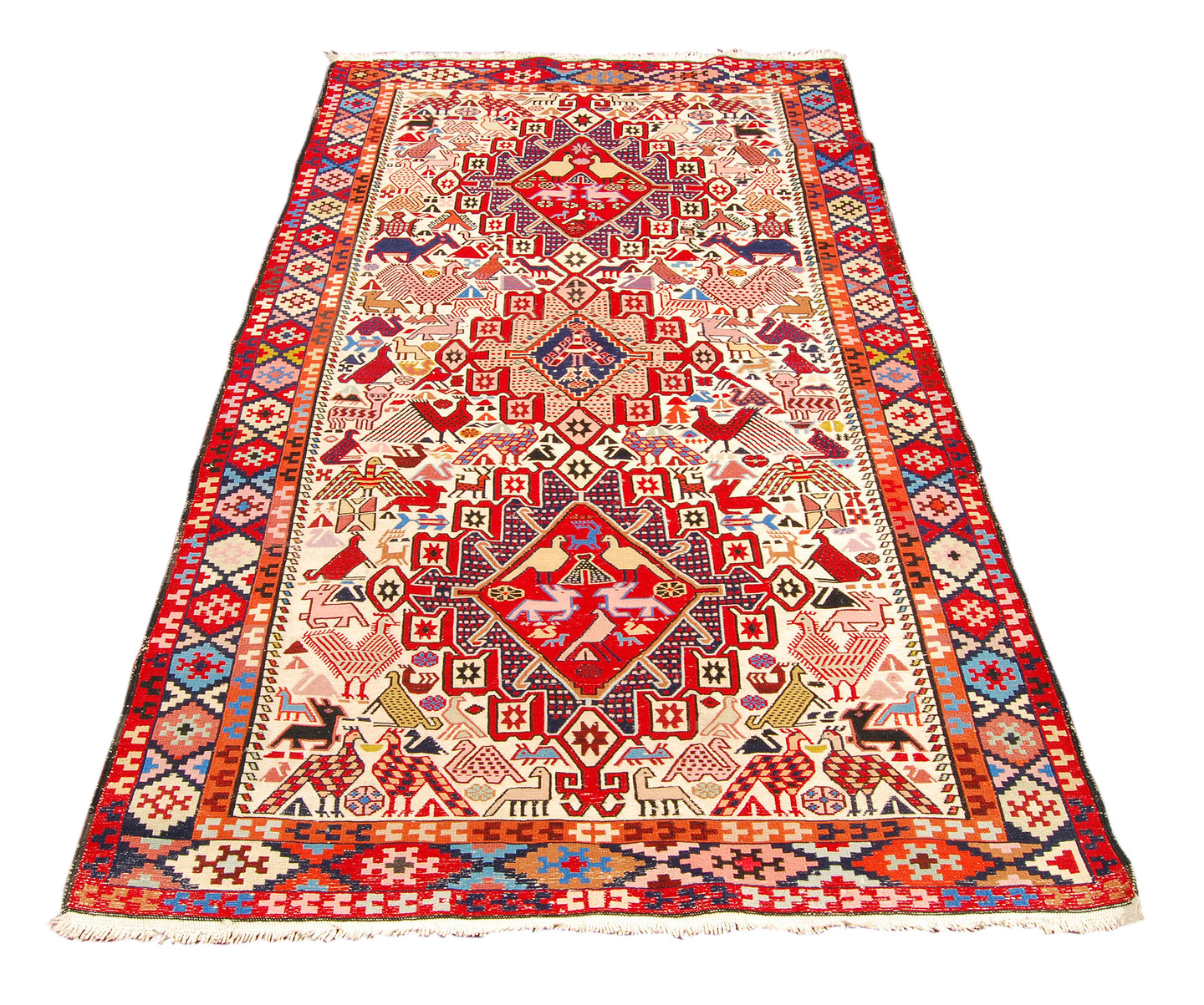 Authentic original hand knotted carpet kilim varni silk 190x115 CM