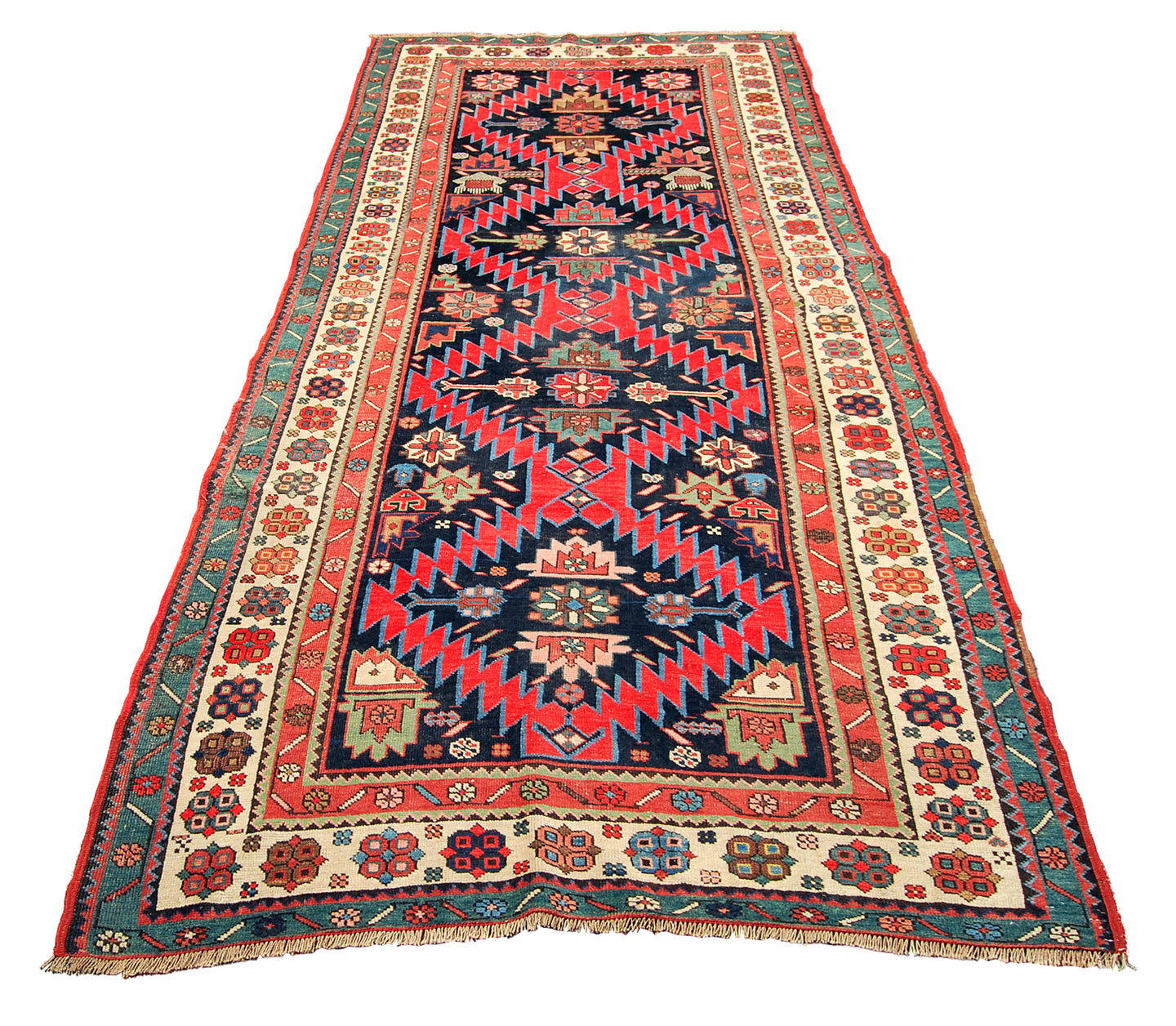 Hand made Antique Kazak / Shirvan/Kuba Caucasic Carpets 265x 117 CM 