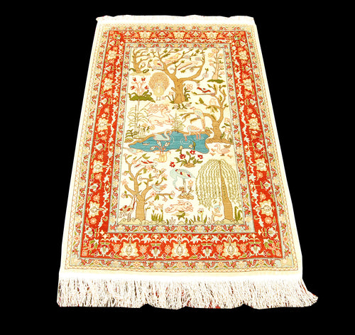 Antico Tappeto Hereche / Hereke in seta 100% Misura 122x74